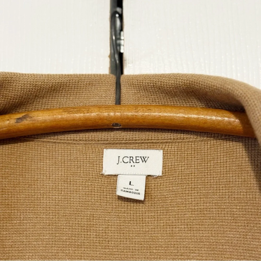 J. Crew Schoolboy Knit Sweater Blazer Large One Button Closure Tan Cotton - Picture 3 of 6